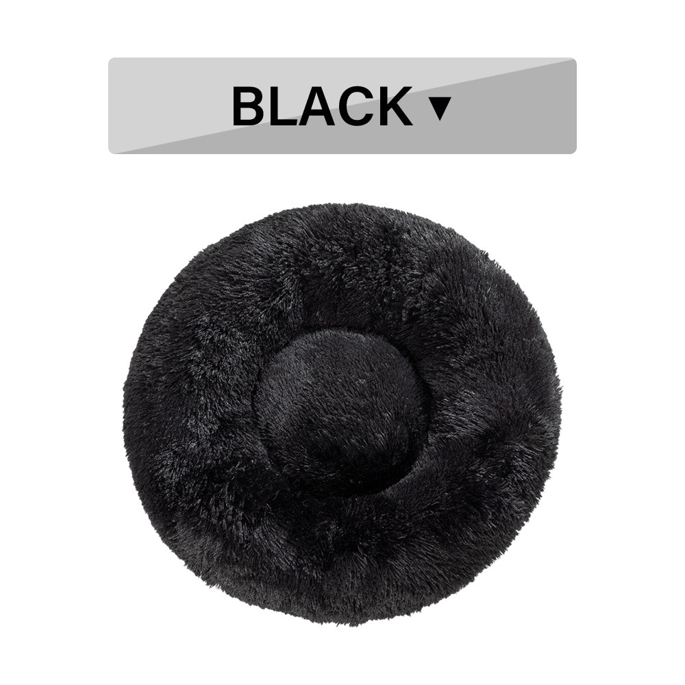 Fluffy Donut Dog Bed Warm Soft Long Plush Pet Cushion Dog House Cat Bed Washable Pet Sofa Mat Calming Samll Large Dog Beds - happyshop365247