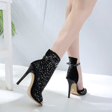 Fishbill Rhinestone Heels