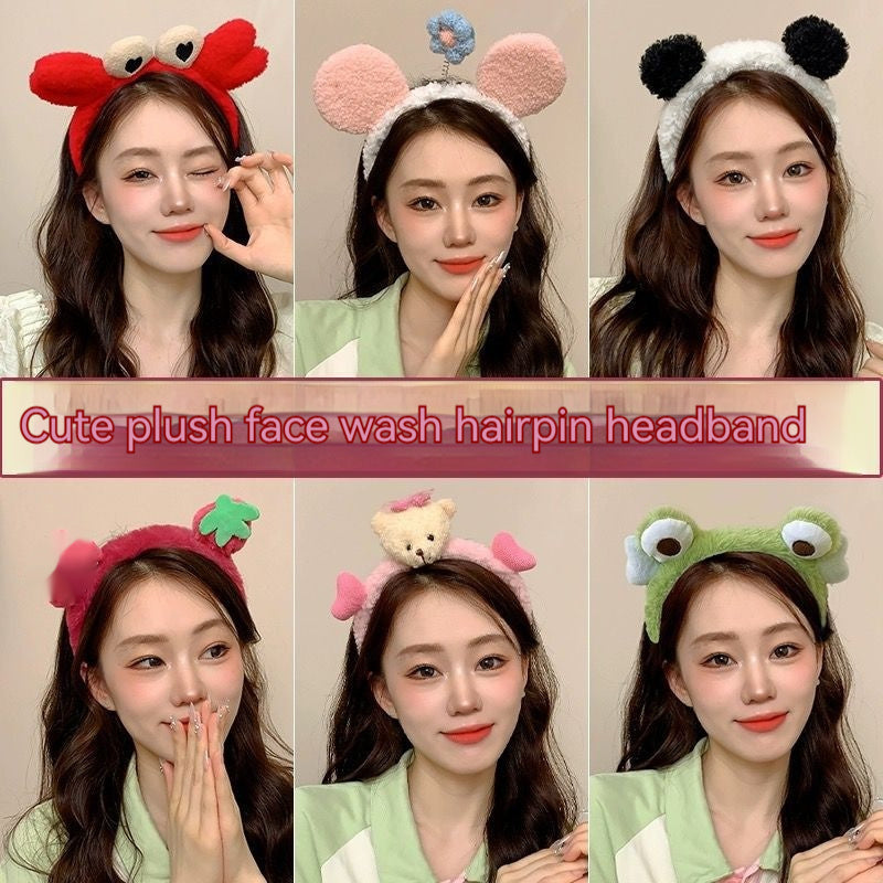 Cute Face Wash Hair Bands Female Cartoon Headwear Hair Band Headband Apply - happyshop365247