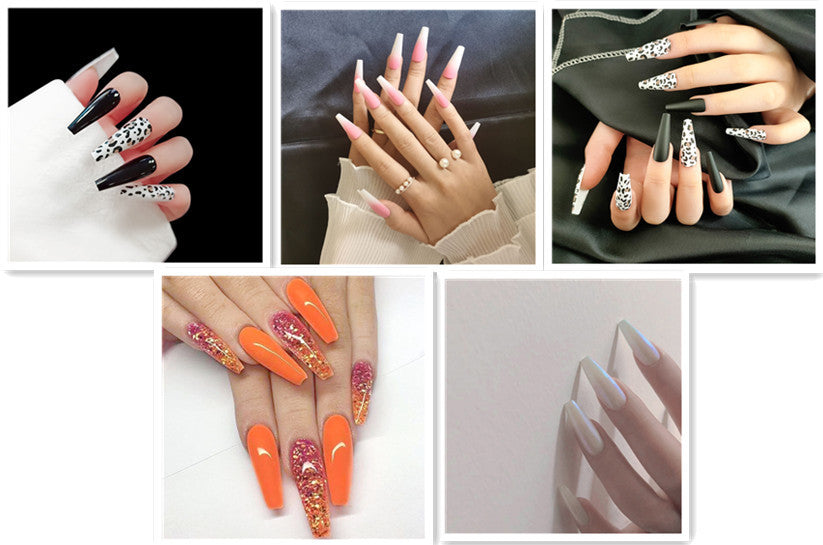 Long Ballet Nails With Flat And Pointed Water Droplets - happyshop365247