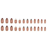 Almond Nail Shiny Gold Foil Color-blocking Leopard Print White Fake Nails - happyshop365247