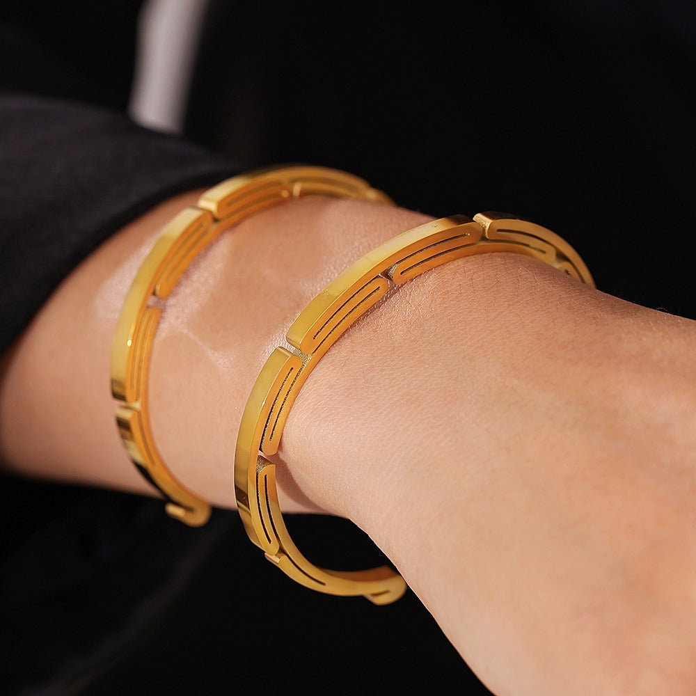 18K gold multi-layer design trendy unique open bracelet - happyshop365247