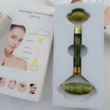 Natural Powder Crystal Jade Roller Beauty Face-lifting Double-head Massager - happyshop365247