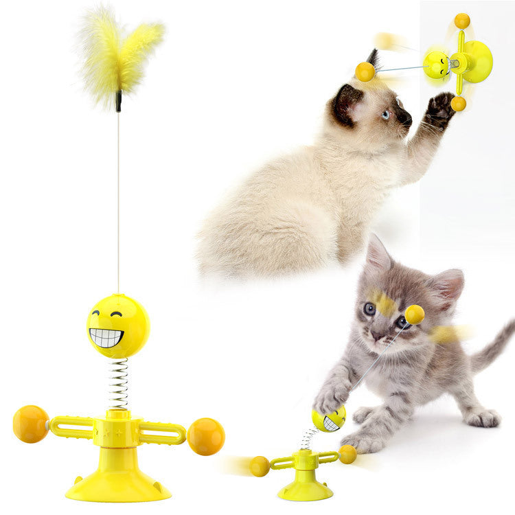 Cat Rotating Windmill Multi-Function Toys Itch Scratching Device Teeth Shining Toy - happyshop365247