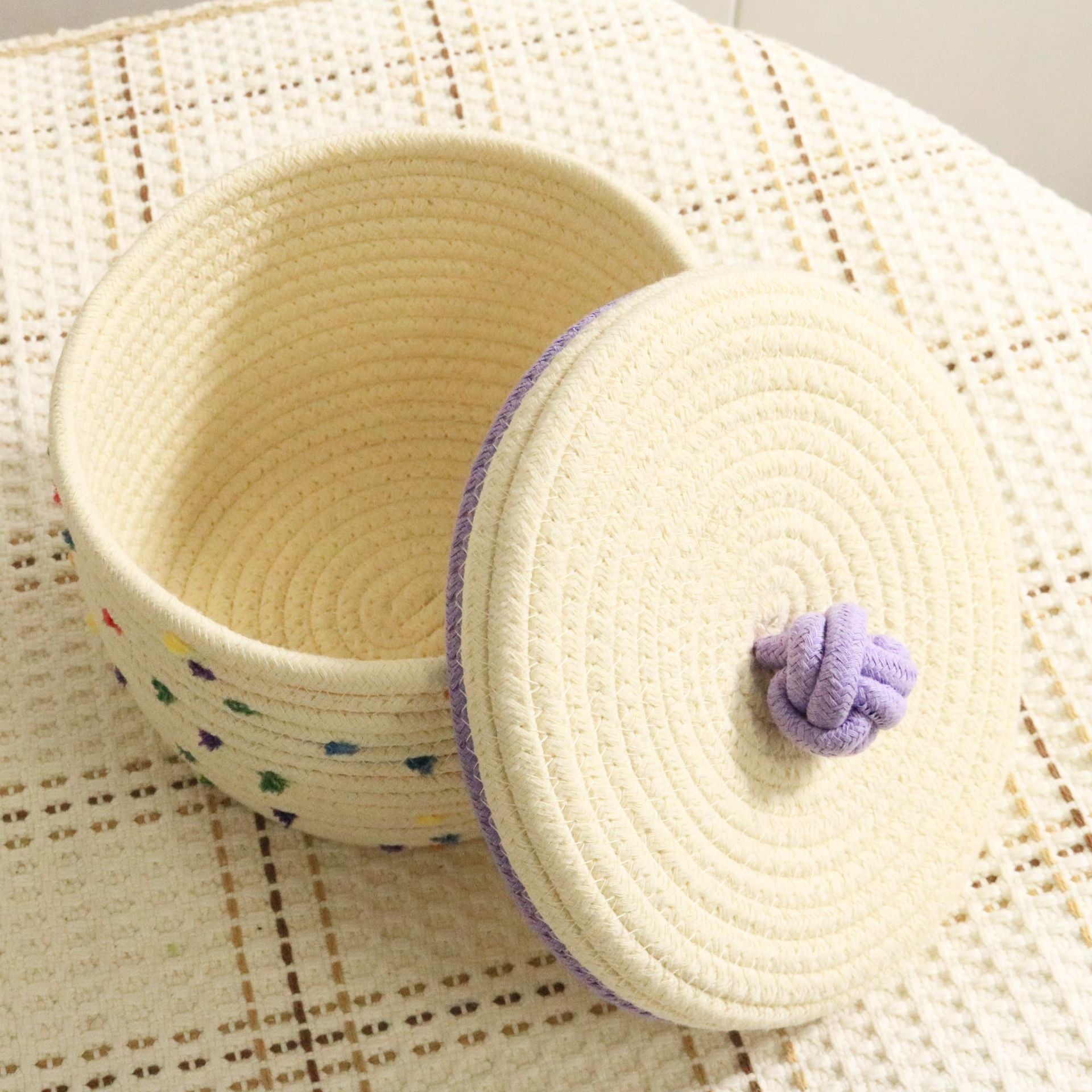 Creative desktop cosmetics storage woven basket - happyshop365247