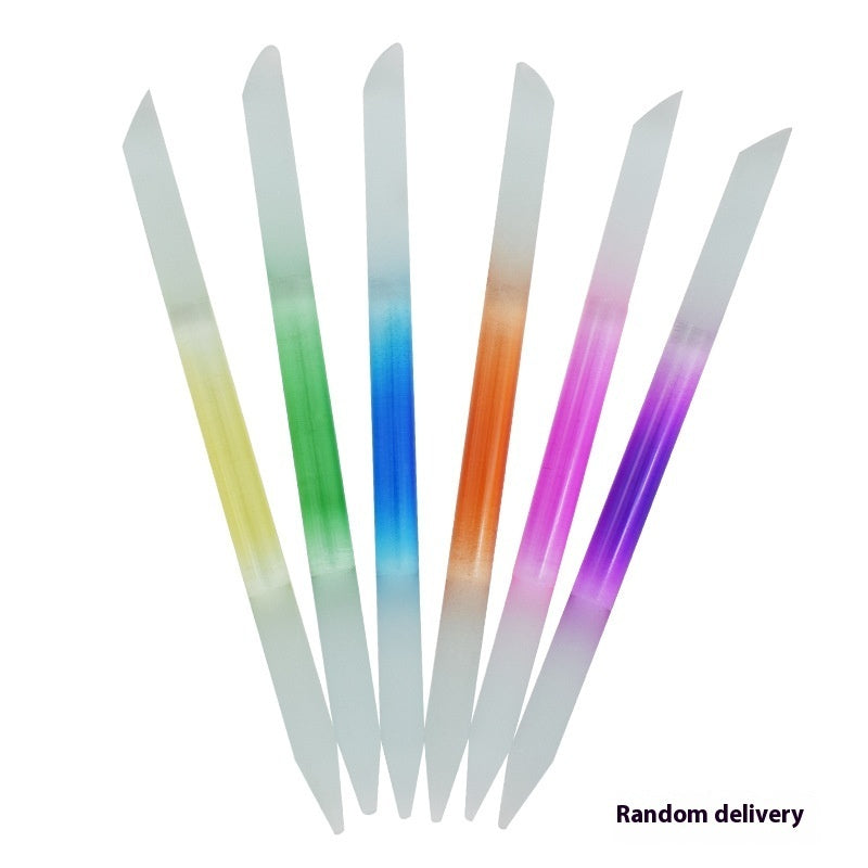 Full-color Cylindrical Glass Nail File Manicure Implement Manicure Household Double-headed Nail-free - happyshop365247