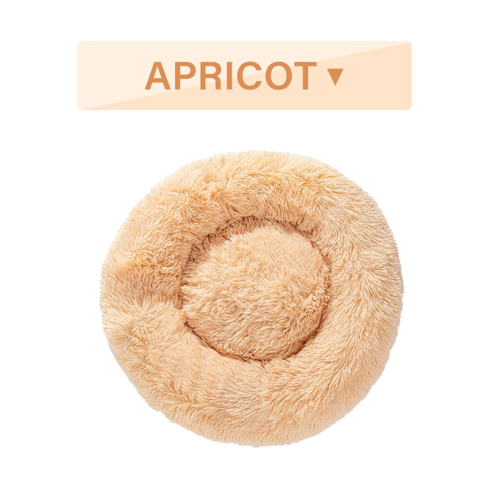 Fluffy Donut Dog Bed Warm Soft Long Plush Pet Cushion Dog House Cat Bed Washable Pet Sofa Mat Calming Samll Large Dog Beds - happyshop365247
