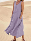 Summer Sleeveless Long Dress With Pockets Fashion Casual Loose Dresses Women's Clothing - happyshop365247