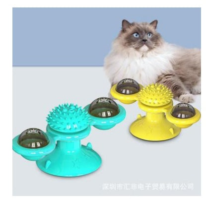 Cat Rotating Windmill Multi-Function Toys Itch Scratching Device Teeth Shining Toy - happyshop365247