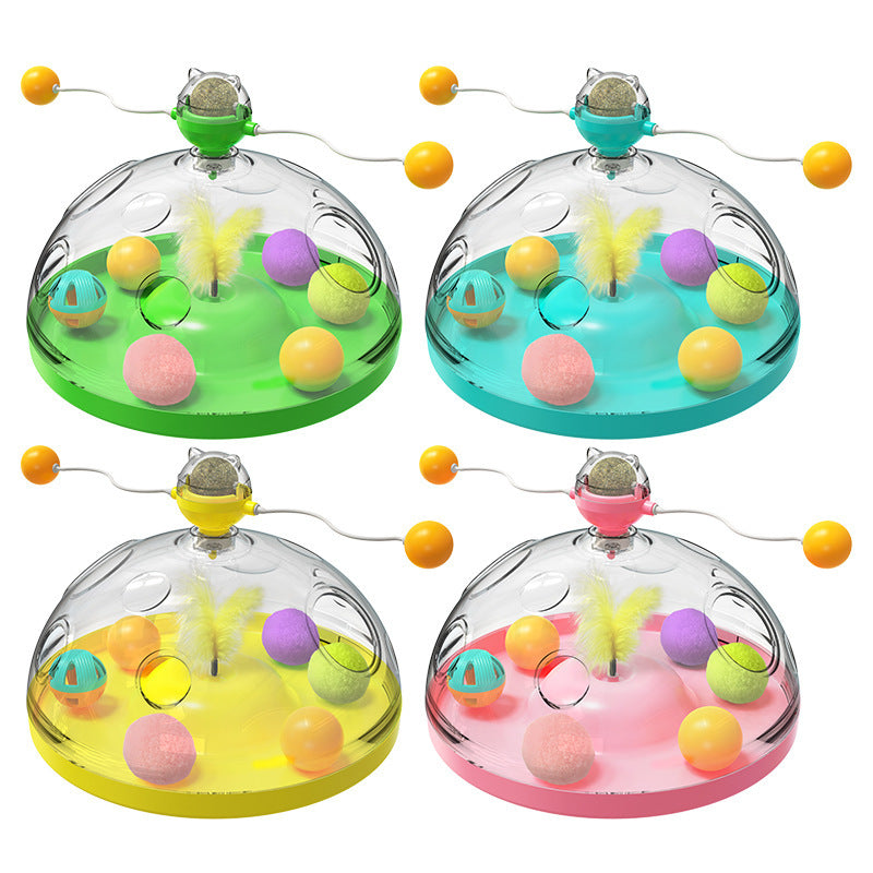 Meows Windmill Funny Cat Toys Interactive Multifunctional Turntable Pet Educational Toys With Catnip Luminous Ball Pinwheel Toys Pet Products - happyshop365247
