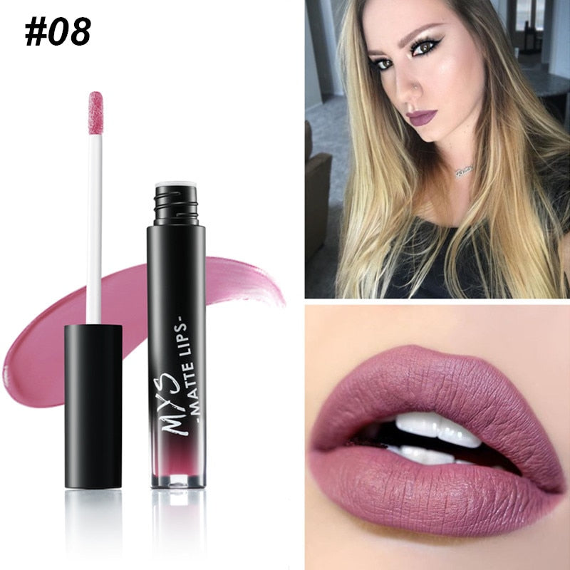 MYS Brand Makeup Matte Liquid Lipstick Tint Waterproof Make Up Long Lasting Lip Stick Nude Lip Gloss Cosmetics Batom - happyshop365247