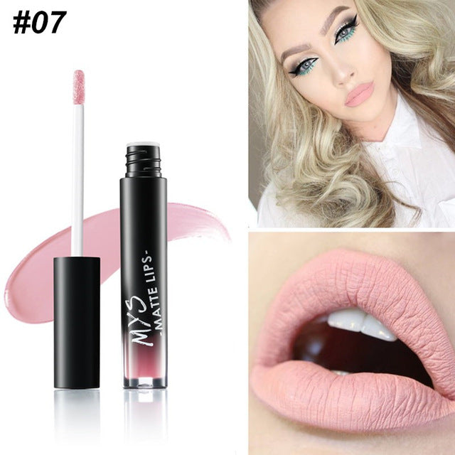 MYS Brand Makeup Matte Liquid Lipstick Tint Waterproof Make Up Long Lasting Lip Stick Nude Lip Gloss Cosmetics Batom - happyshop365247