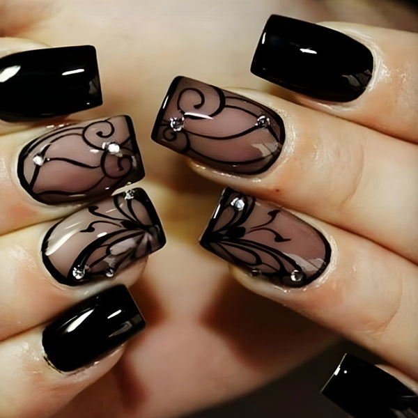 Dark Ins Style Black Vine Wearing Nails And Nails - happyshop365247