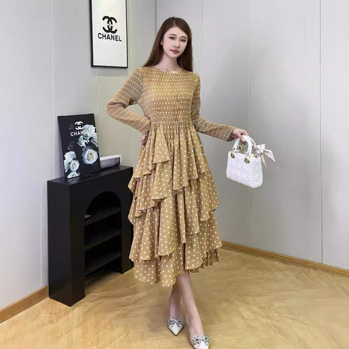 Long Sleeve A- Line Skirt Slimming Fall Women's Clothing