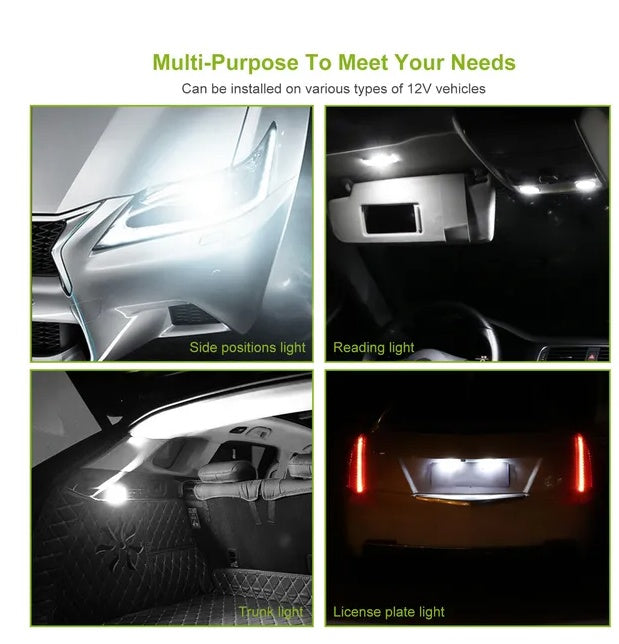 10PCS T10 LED Bulbs 194 LED Lights 12V 1W 5730 Xenon White Wedge