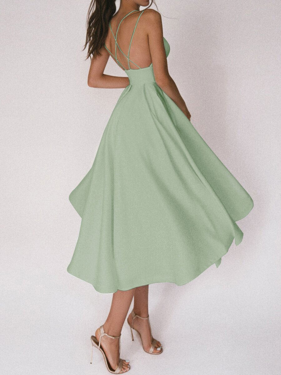 Sexy V-neck Suspender Dress Summer Fashion A-Line Long Dresses For Women - happyshop365247