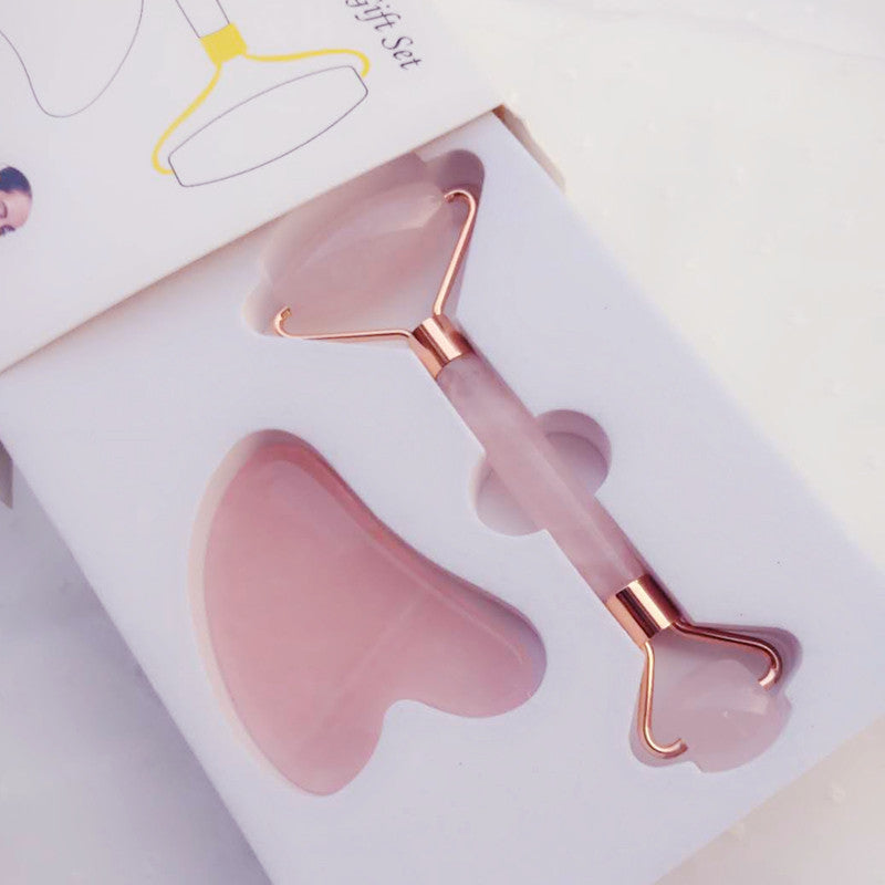 Natural Powder Crystal Jade Roller Beauty Face-lifting Double-head Massager - happyshop365247