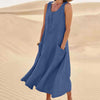 Summer Sleeveless Long Dress With Pockets Fashion Casual Loose Dresses Women's Clothing - happyshop365247
