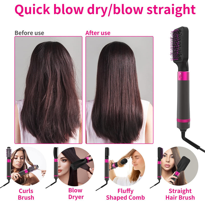 Professional 5 In 1 Hair Dryer Brush Dryer And Straightening Brush Electric Hair Styling Tool Automatic Hair Curler Beauty Supplies Gadgets - happyshop365247