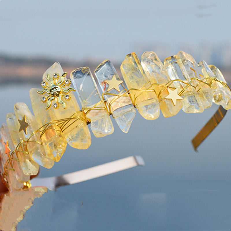 Natural Crystal Crown Hair Band - happyshop365247