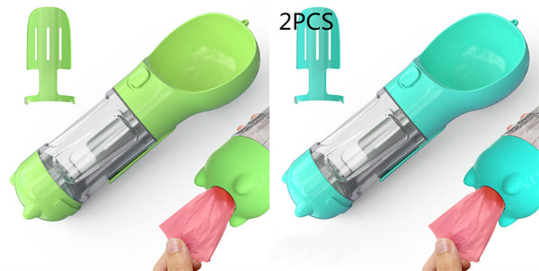 Pet Water Bottle Feeder Bowl Garbage Bag Storage Portable Pet Outdoor Travel 3 In 1 Dog Water Bottle - happyshop365247