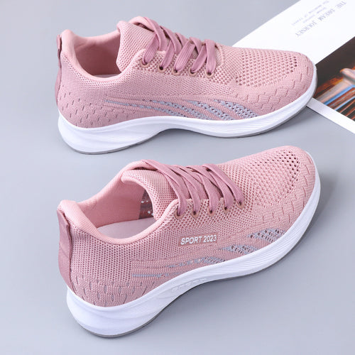 Spring and Autumn flat-bottomed woven mesh shoes for women's casual soft soles and lightweight running shoes