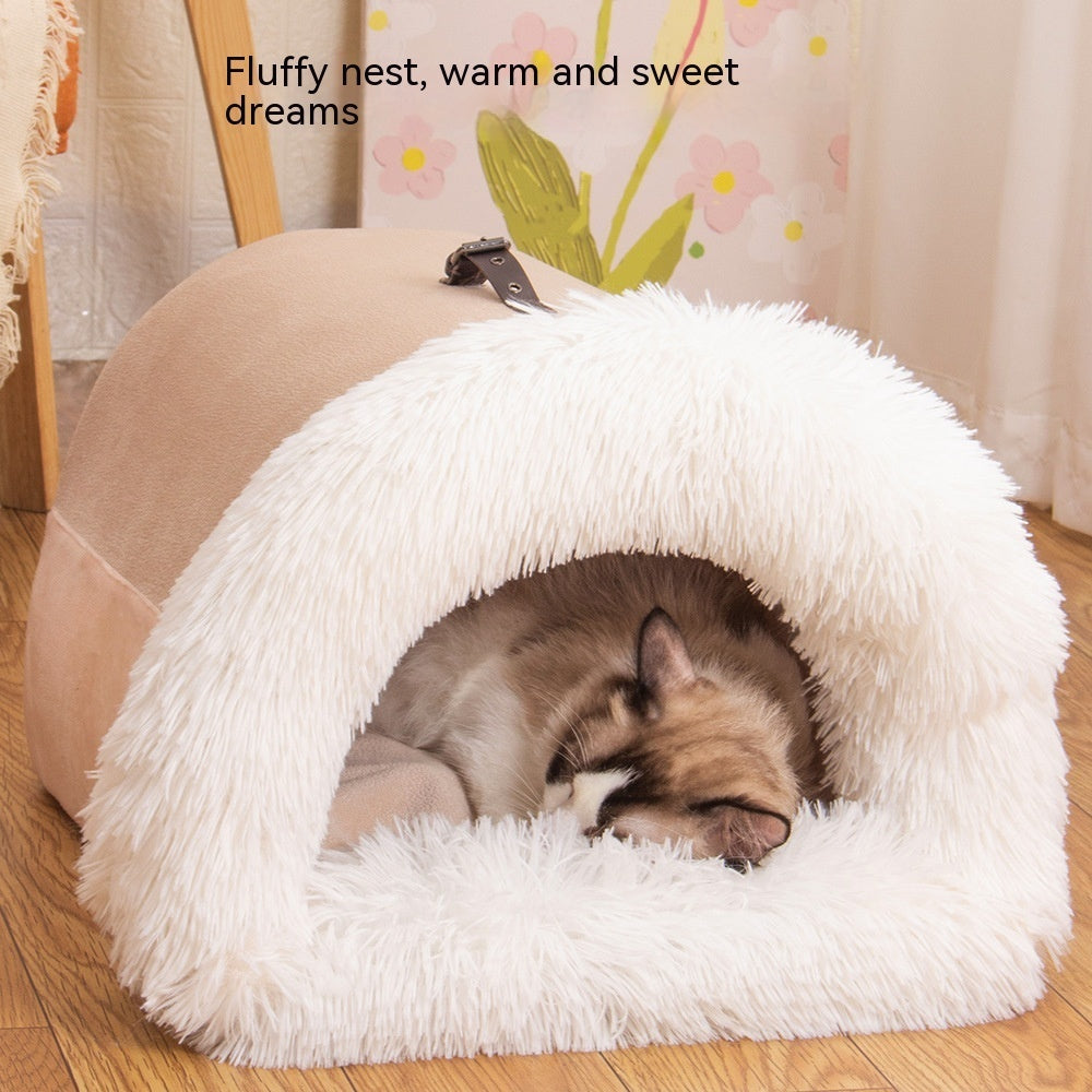 New Splice Portable Pet Nest Portable Autumn And Winter Warm Dog Nest Moisture-proof Long Fur Cat Nest Cross Border Pet Nest - happyshop365247