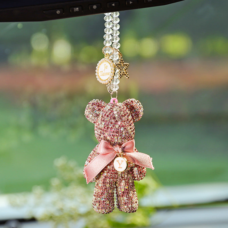 Car Rearview Mirror Pendant Diamond-embedded Violent Bear Bear Ornaments