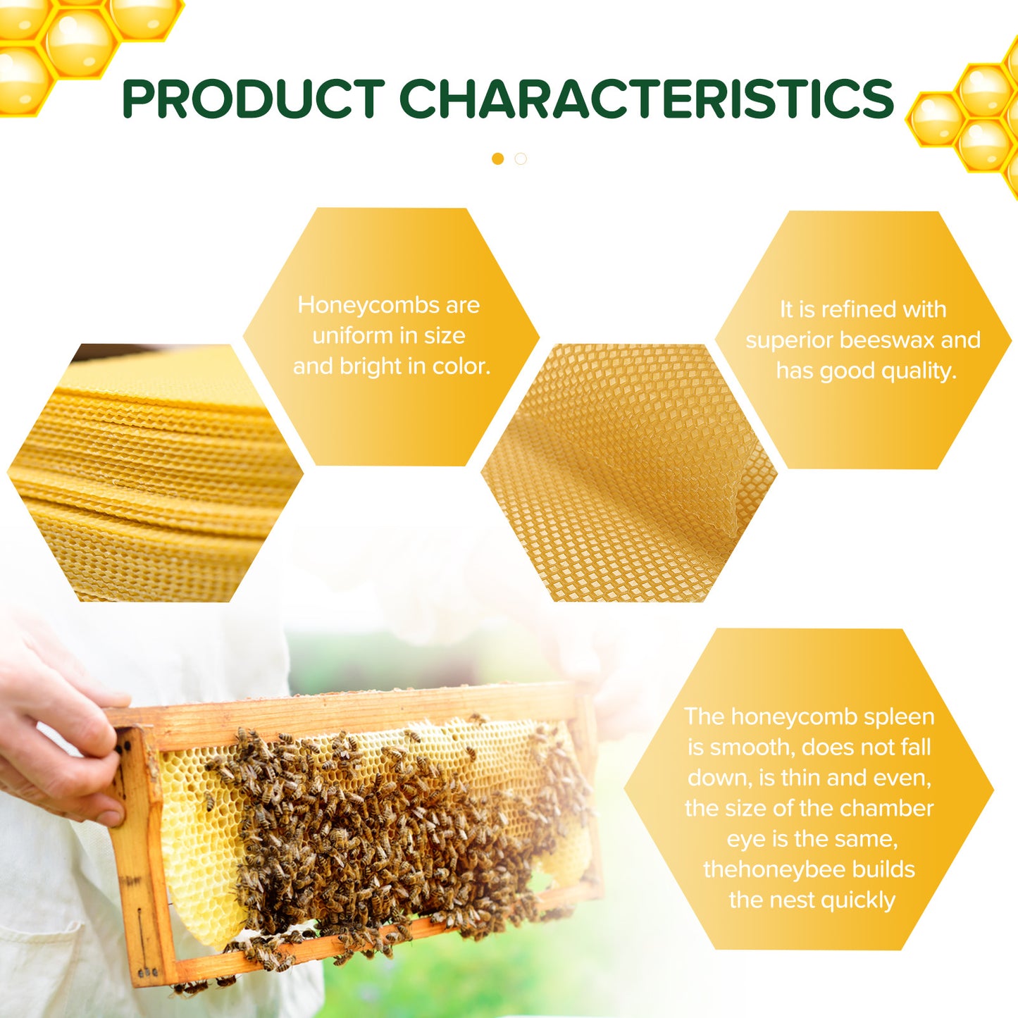 Natural Beeswax Sheets Excellent Deep Room Nest Honey Hive Frame Pieces