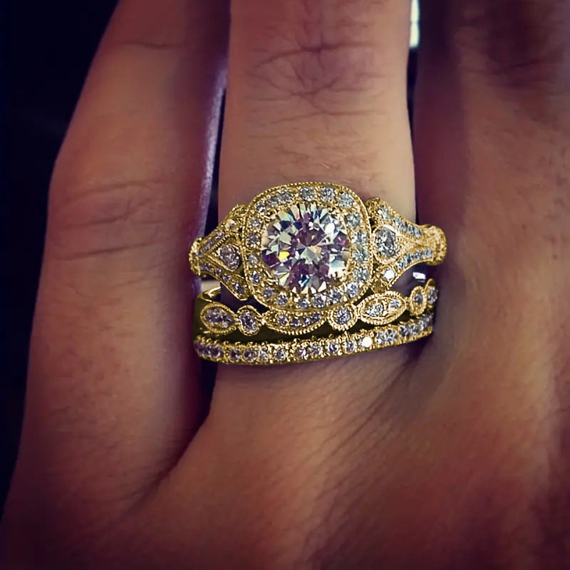 Three-piece Zircon Ring For European And American Women
