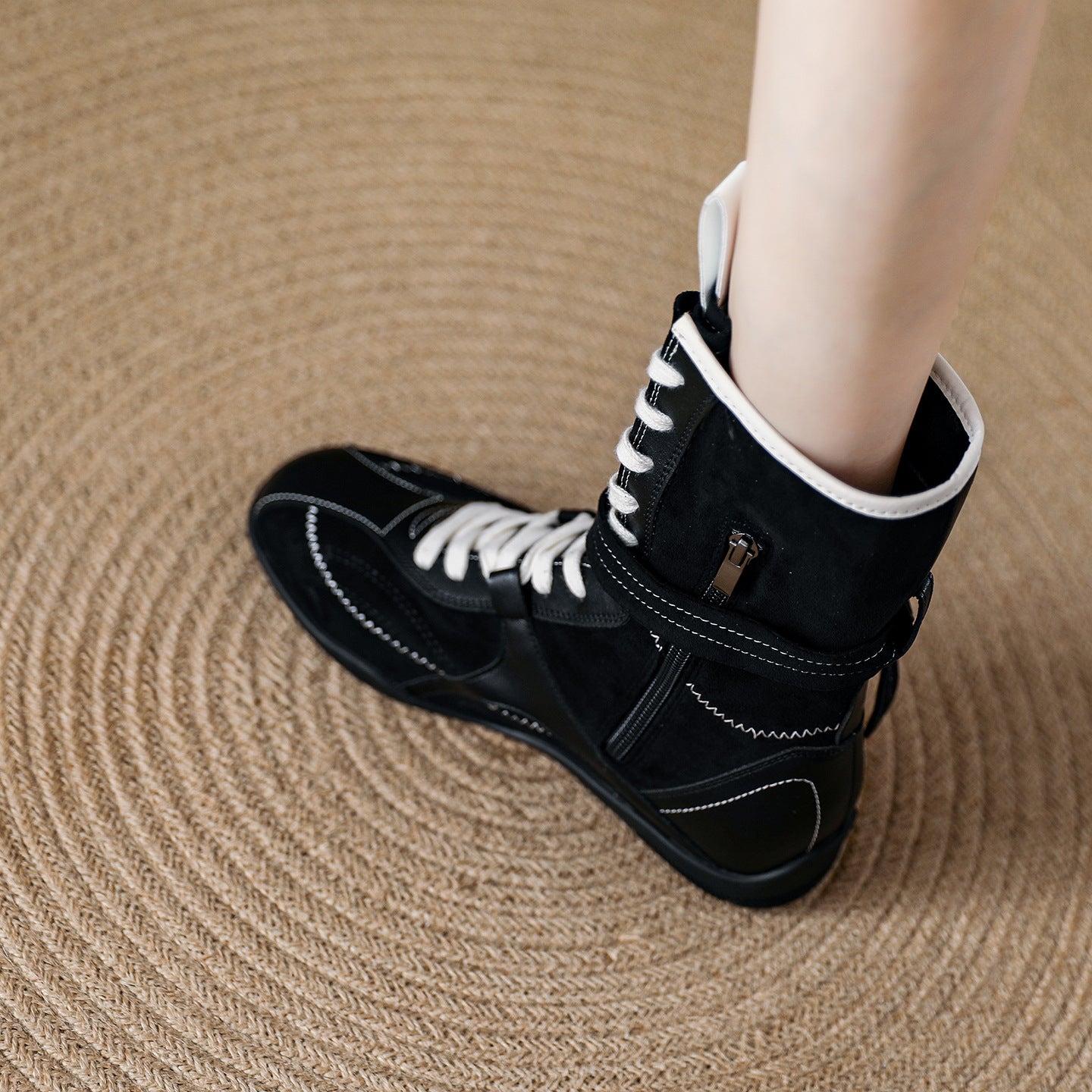 Cowhide version ~ Walking boxing boots, suede slimming Maillard boots, soft-soled mif Martin boots, autumn single boots - happyshop365247