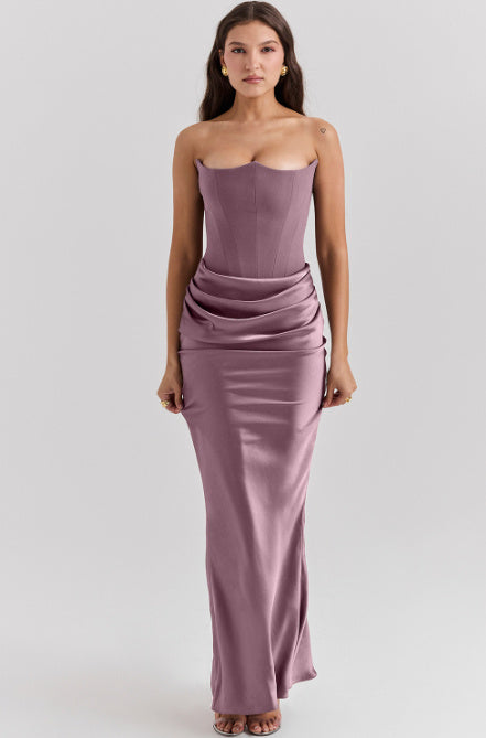 Slim Tube Top Long Dress Sexy Fashion Bandeau Backless Party Evening Dresses For Women Clothing - happyshop365247