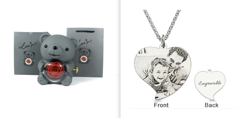 Rotating Bear Gift Box Rose Jewelry Box