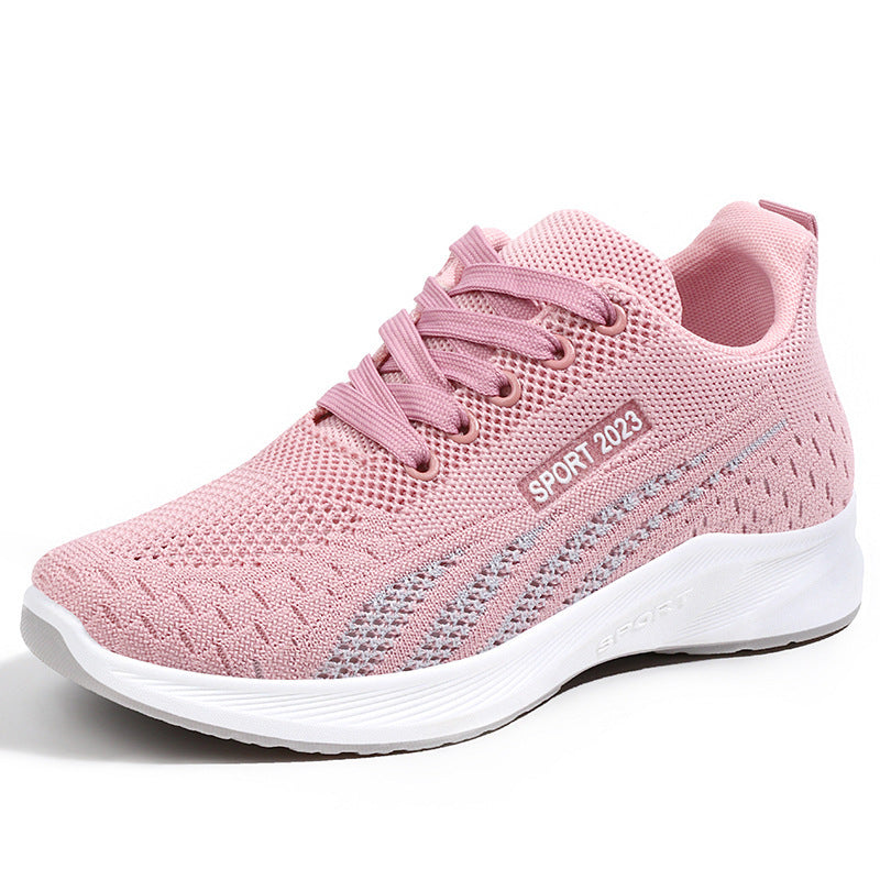 Spring and Autumn flat-bottomed woven mesh shoes for women's casual soft soles and lightweight running shoes - happyshop365247