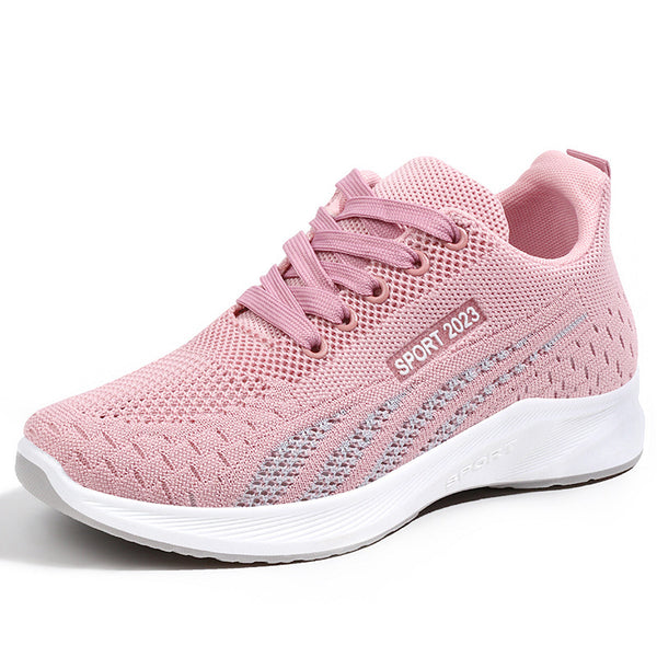 Spring and Autumn flat-bottomed woven mesh shoes for women's casual soft soles and lightweight running shoes