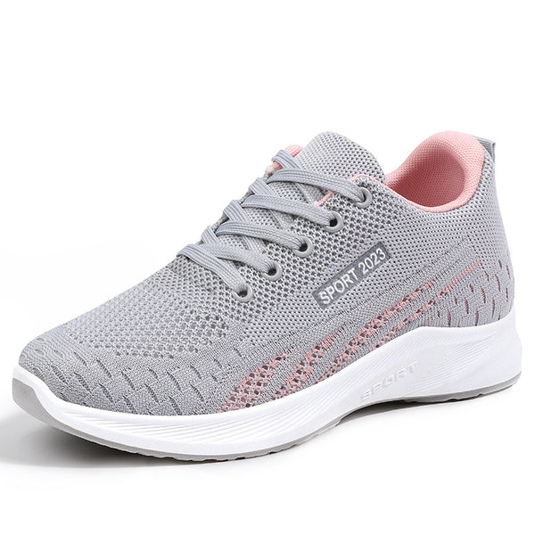 Spring and Autumn flat-bottomed woven mesh shoes for women's casual soft soles and lightweight running shoes