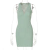Women Stripe Knitted Women Sleeveless Mini Dress - happyshop365247