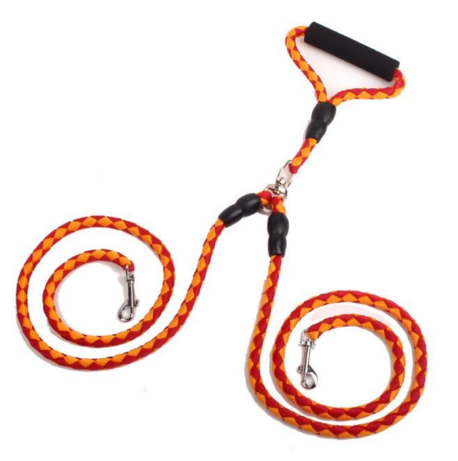 Double-Ended Traction Rope For Walking The Dog Hand-Double-Ended Traction Rope One Plus Two Leash Collar Pet Supplies Dog Collar - happyshop365247