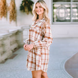 Plaid Dress Fall Women's Clothing Long Sleeve Loose