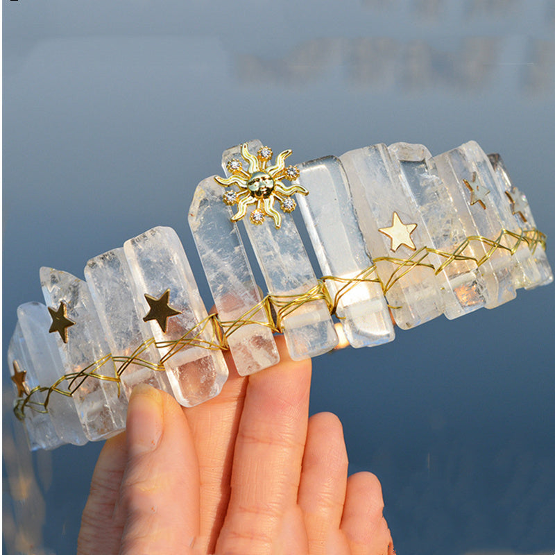 Natural Crystal Crown Hair Band - happyshop365247