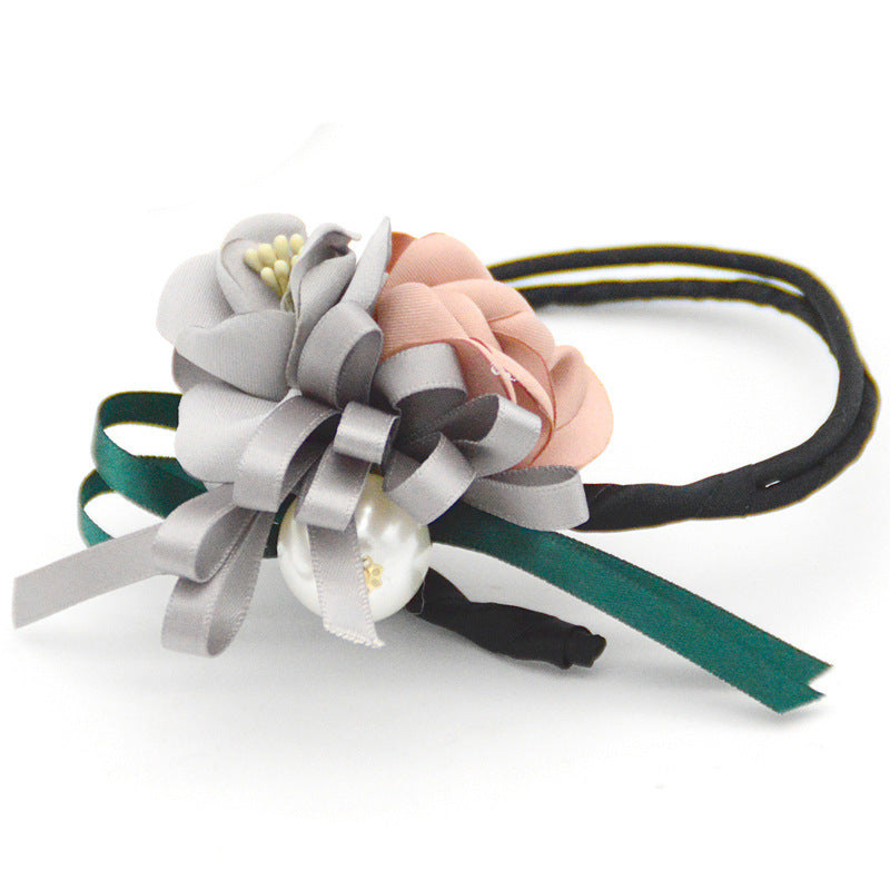 Bun Hair Half Bun Pearl Flower Hair Plate Hair Elastic Korean Styling Headdress Hair Accessories - happyshop365247