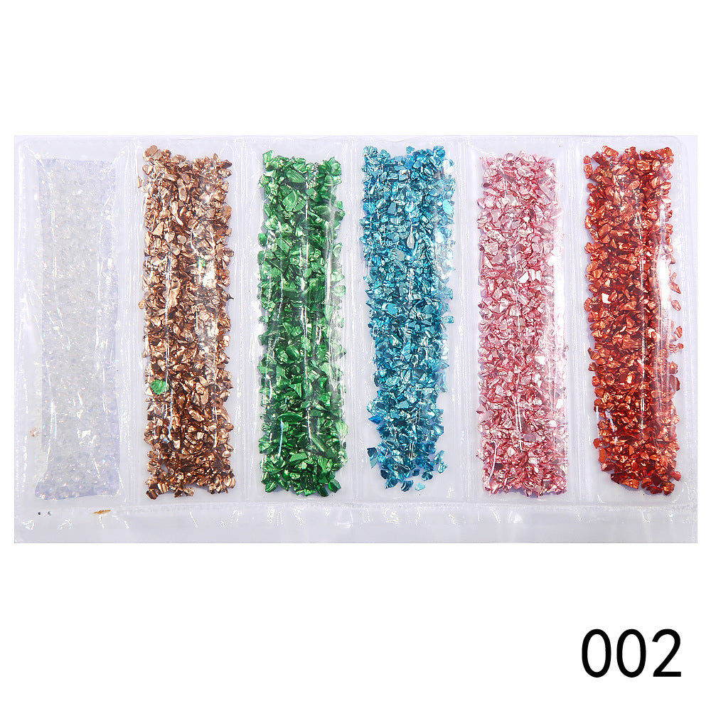 Nail Supplies, Diamond Glass Fragments, Gold And Silver Broken Glass Nails - happyshop365247