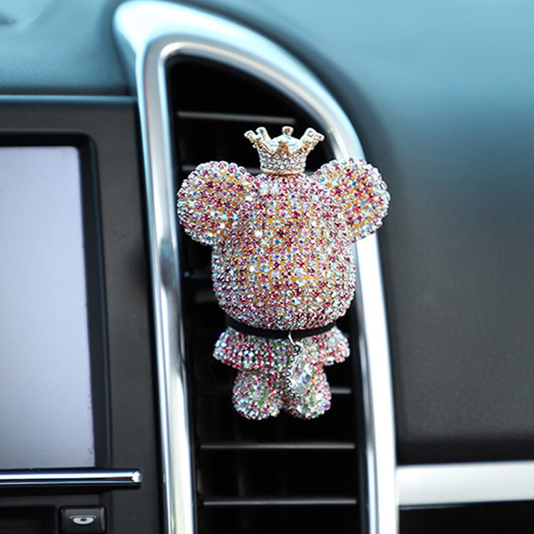Creative Diamond-studded  Bear Perfume Clip For Car Air Outlet