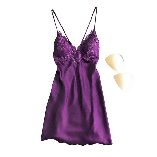 Pijamas Women Pajamas Sexy Lingerie Satin Pajamas Lace Night - happyshop365247