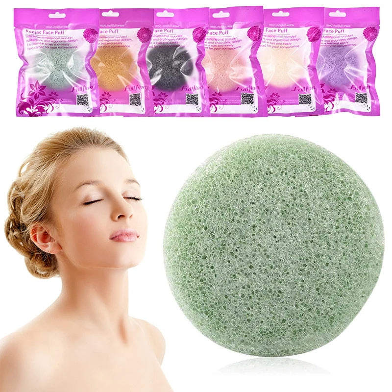 Natural Round Shap Konjac Sponge Face Cleaning Sponge - happyshop365247