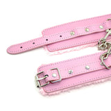 Funny Adult Articles Plush Black Handcuffs Red Pink Leather Adult Articles Tie Hands With Iron Chains