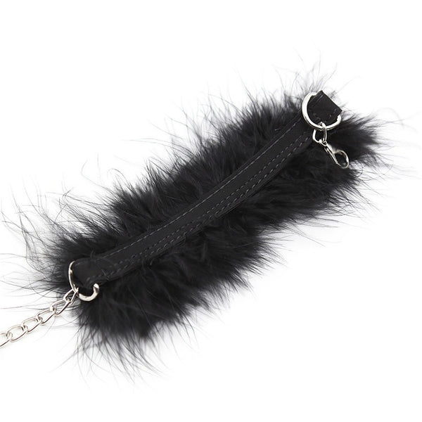 Binding Handcuffs Hand And Foot Cuffs Short Feather Small Handcuffs Feather Black Adult Products