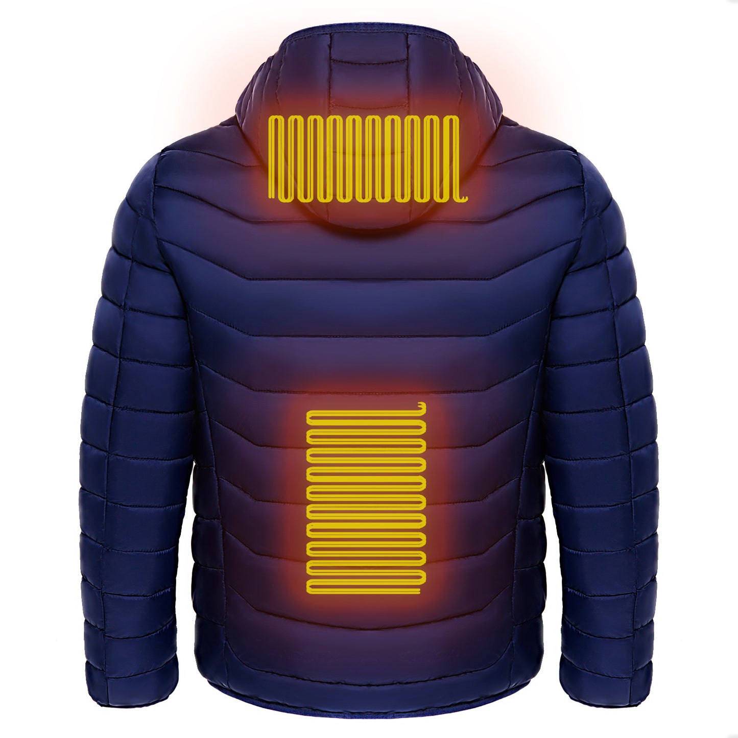 Men Heated Puffer Jacket Electric Heating Coat Insulated Hood Windbreaker 9Heat Zones - happyshop365247