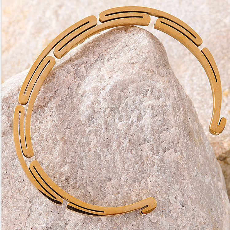 18K gold multi-layer design trendy unique open bracelet - happyshop365247