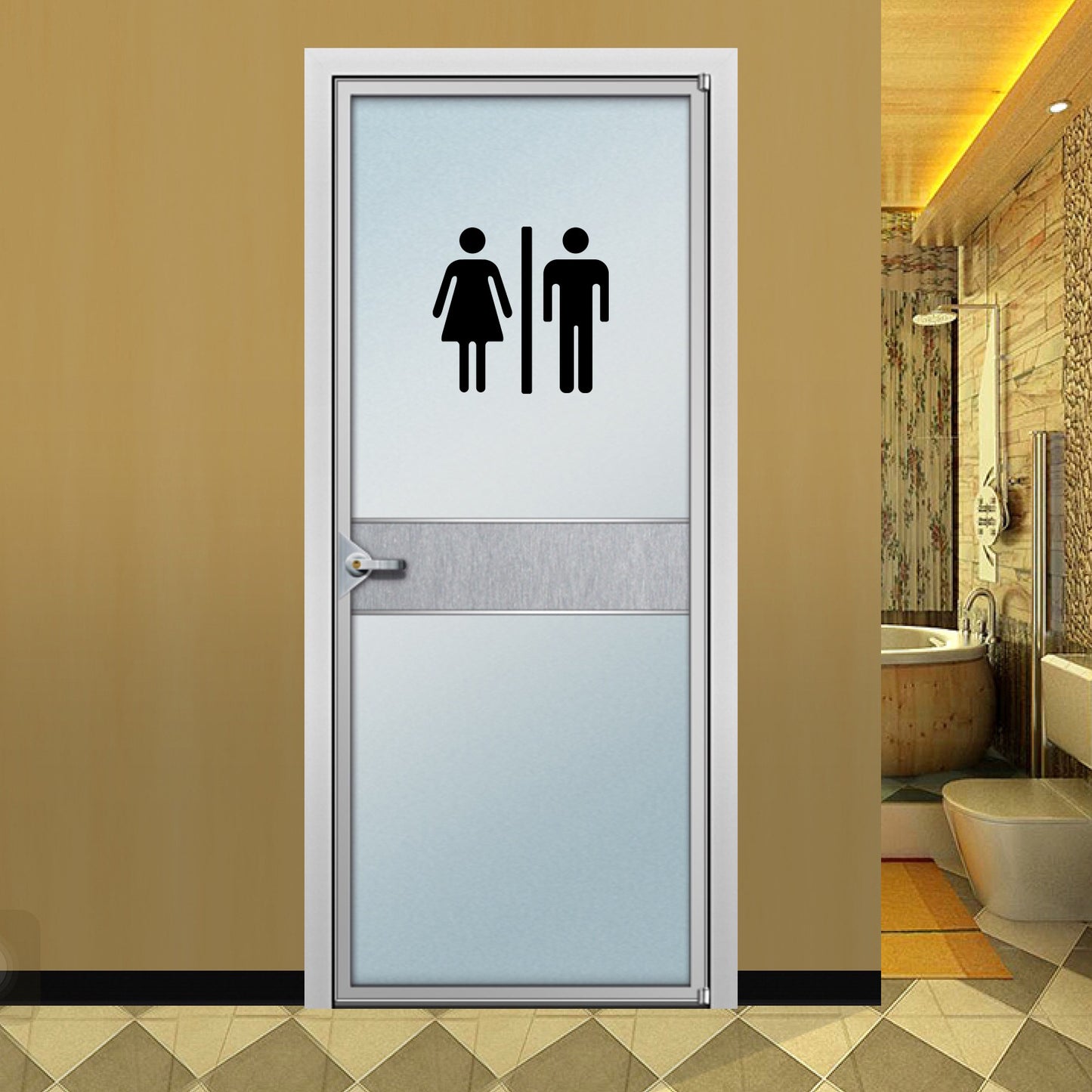 Home Bathroom Decor Wall Stickers Art Stickers Creative Home Decor Bathroom Cute Door Stickers - happyshop365247